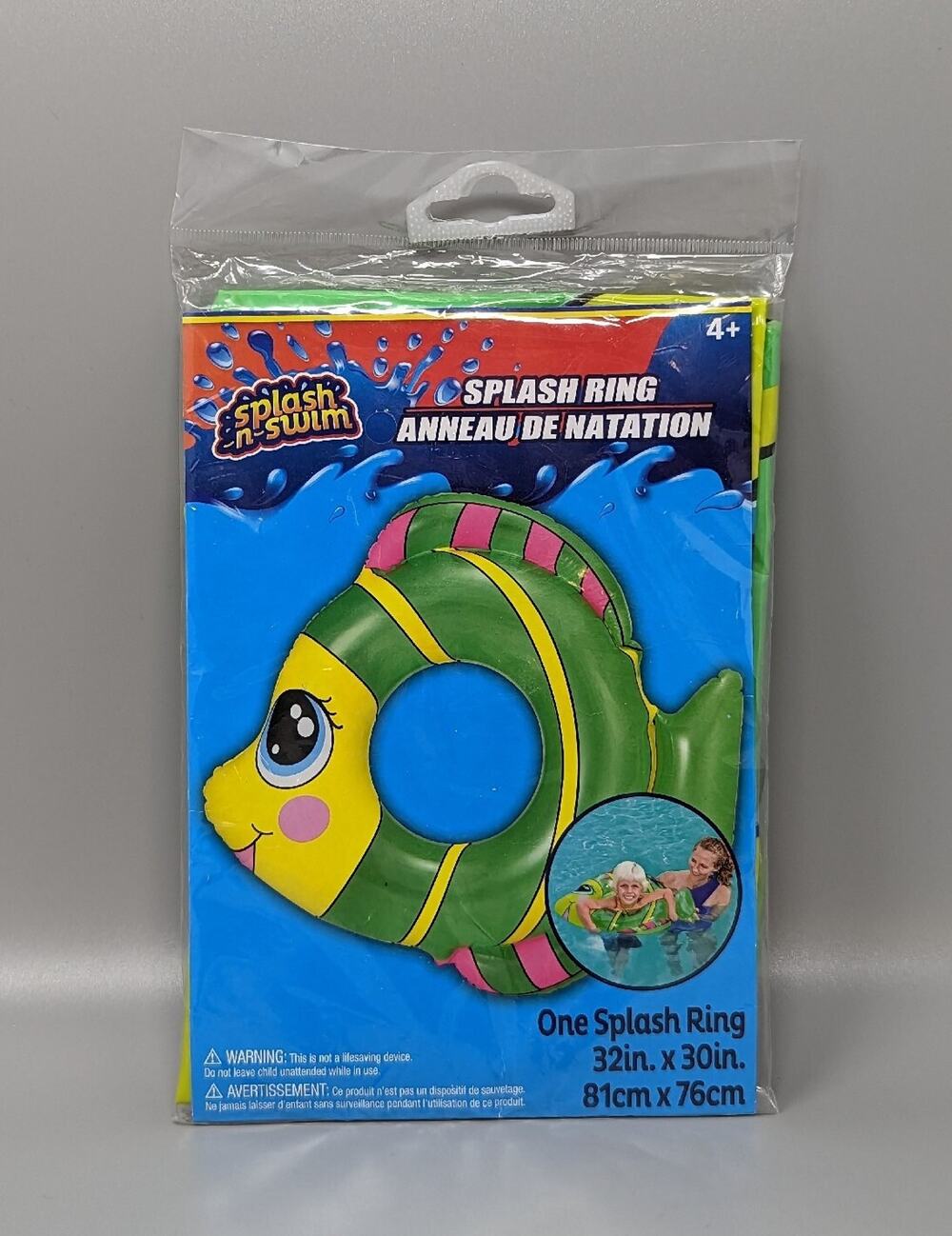 Splash N Swim 32" Green Fish Pool Ring Float Lounge Floaty Fun Shape Toy